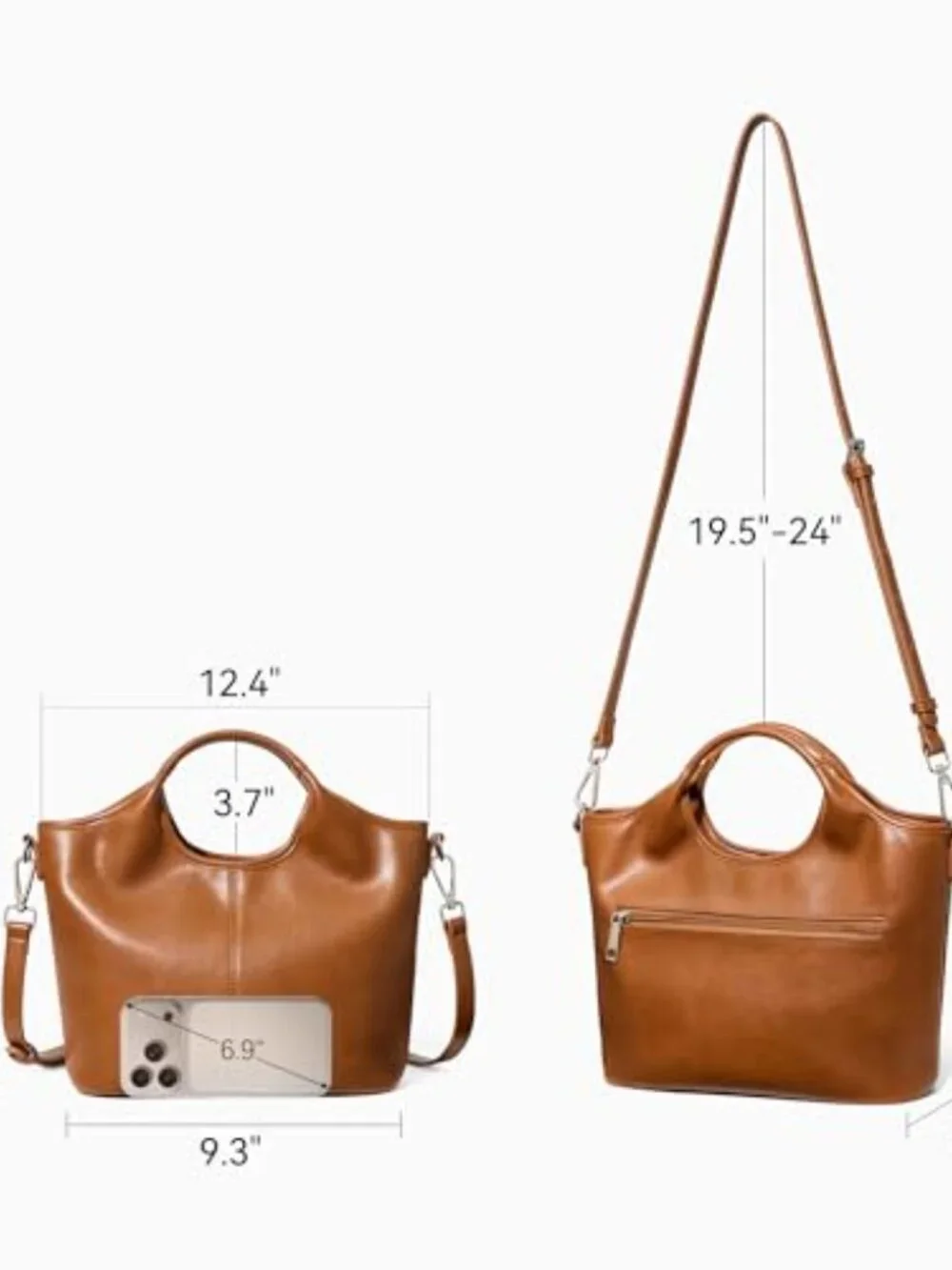 Vegan Leather Satchel Crossbody Handbag with Detachable Strap